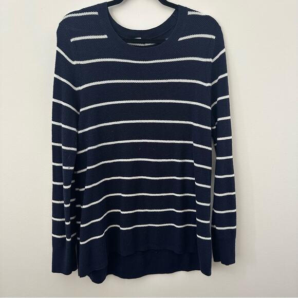 GAP Women's Nautical Navy and White Striped Long Sleeve Sweater Size Large - Picture 1 of 4